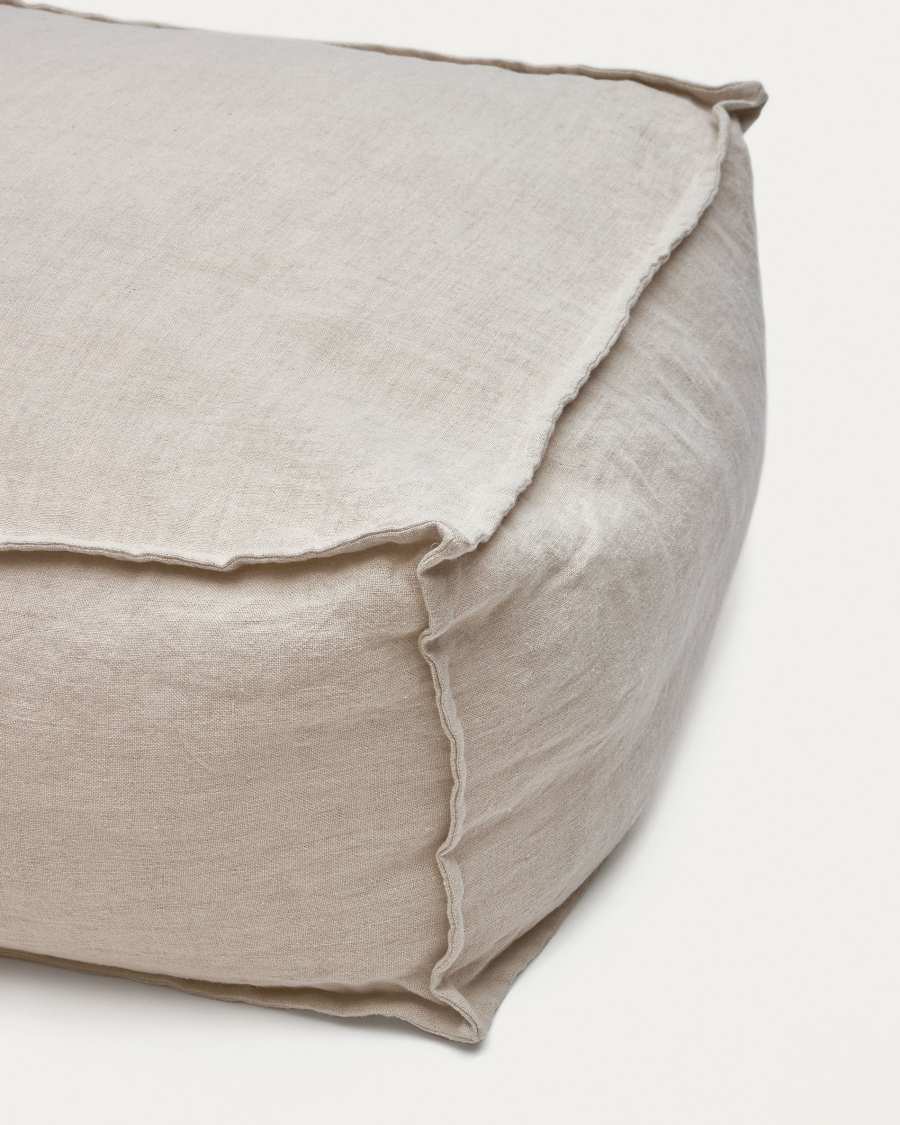 Pouf Forallac 100% lin beige 50 x 50 cm