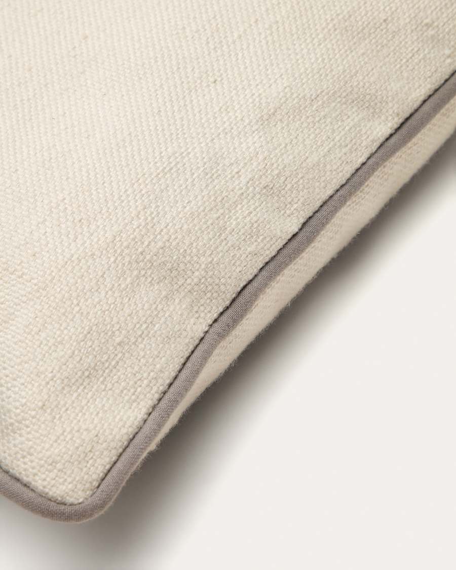 Sagulla 100% PET cushion cover in white with grey trim, 45 x 45 cm