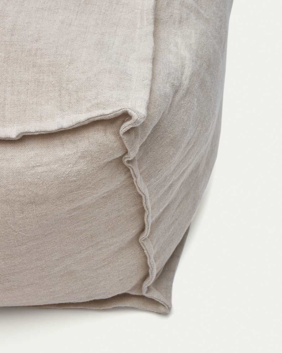Pouf Forallac 100% lin beige 50 x 50 cm