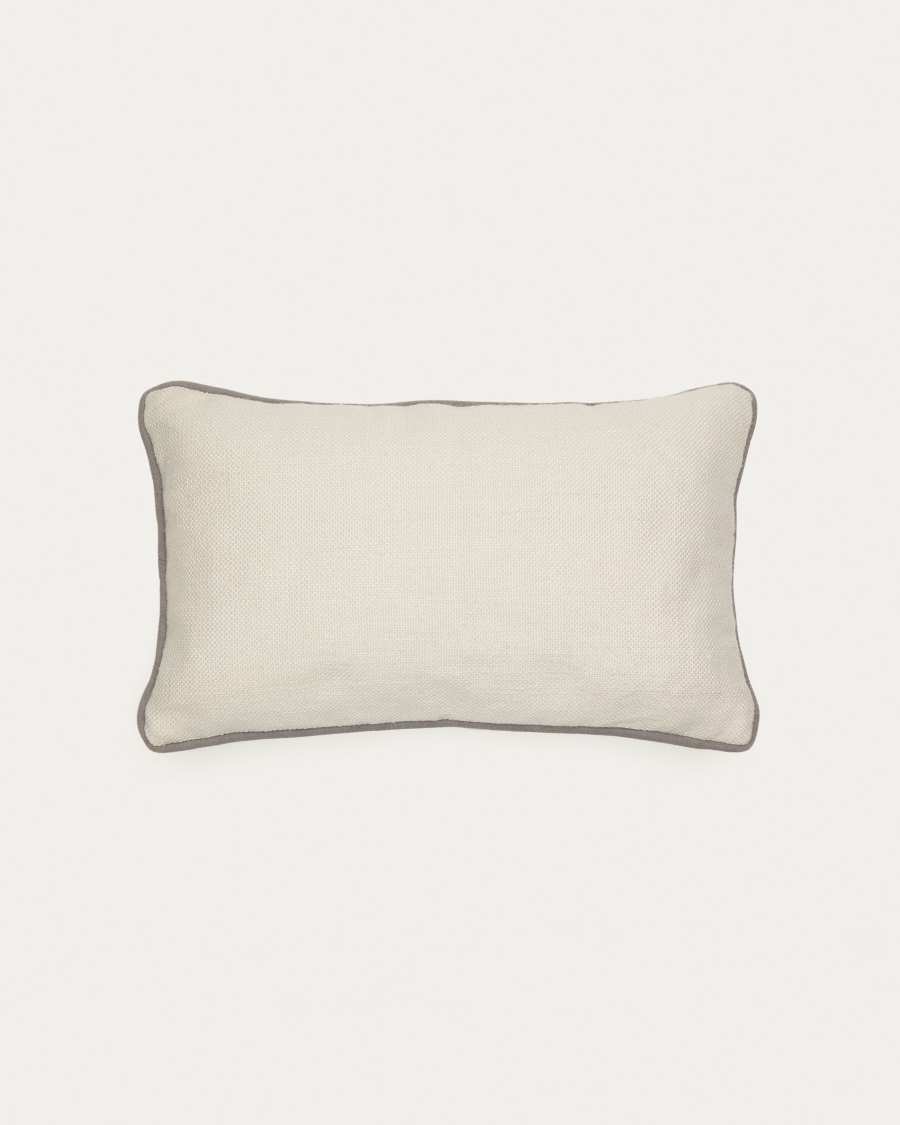Sagulla 100% PET cushion cover in white with grey trim, 30 x 50 cm
