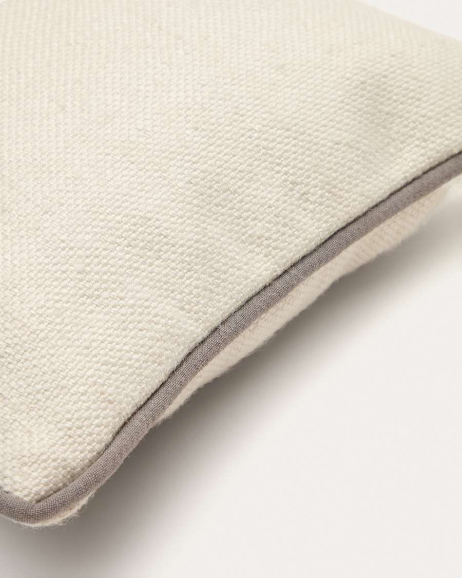 Sagulla 100% PET cushion cover in white with grey trim, 30 x 50 cm
