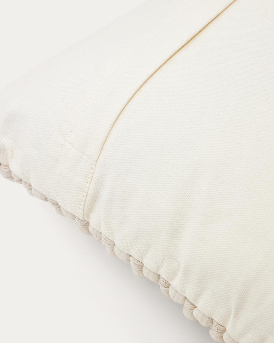 Mascarell cushion cover in white cotton and polypropylene, 45 x 45 cm
