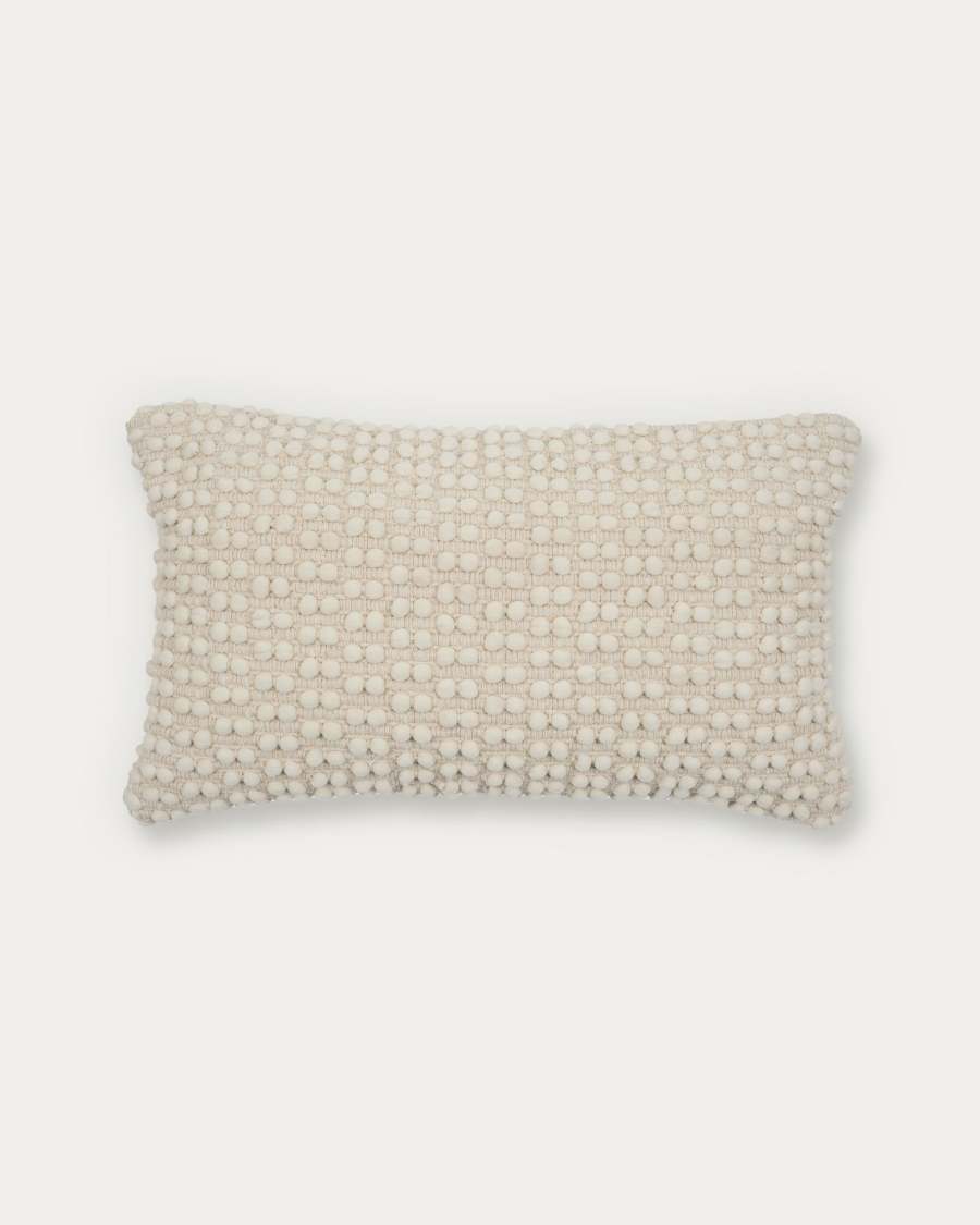 Mascarell cushion cover in white cotton and polyester, 30 x 50 cm