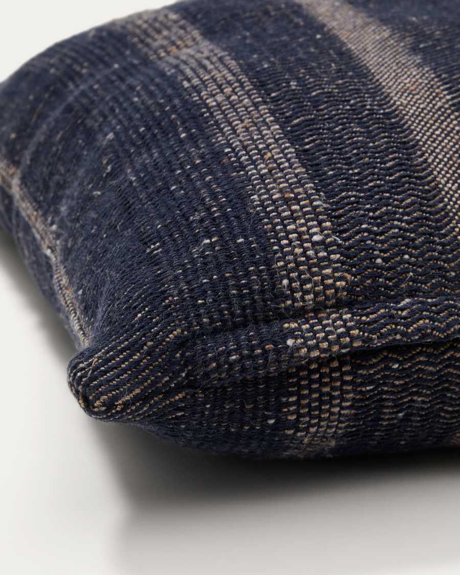 Housse de coussin Sunta en coton à rayures bleu-foncé 50 x 50 cm