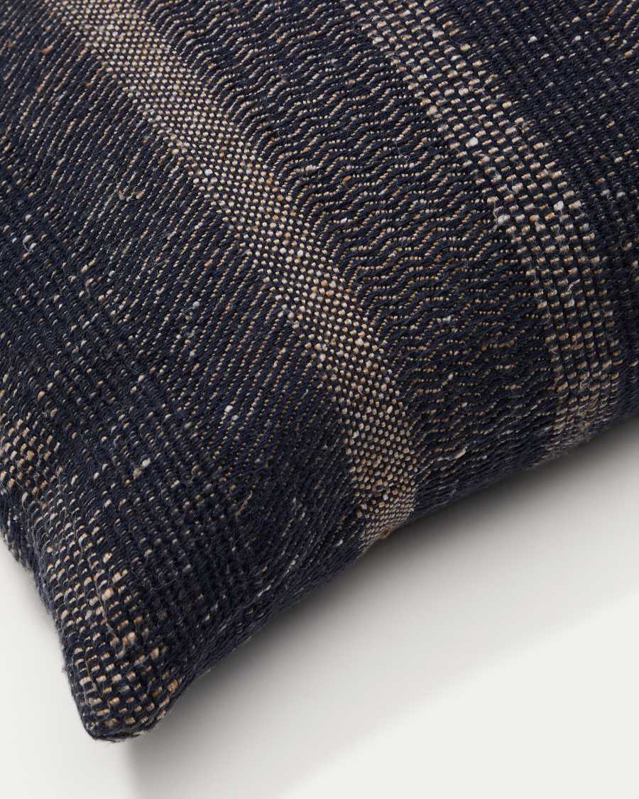 Housse de coussin Sunta en coton à rayures bleu-foncé 50 x 50 cm