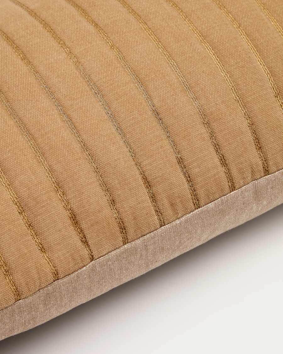 Merry brown cushion cover 100% cotton velvet with gold lurex stitching detail 30 x 50 cm