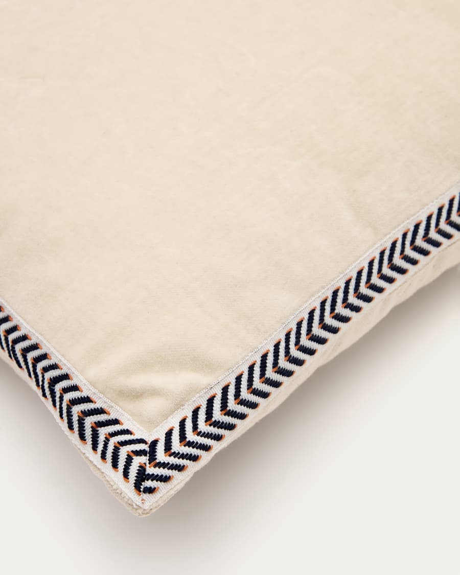 Tanita cushion cover white 100% cotton and black ribbon 30 x 50 cm