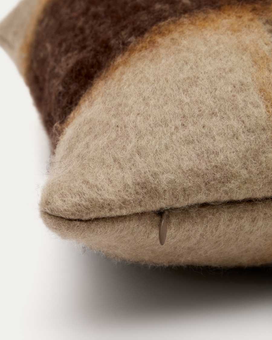 Grijze en bruine Maro-kussensloop met en franjes 45 x 45 cm