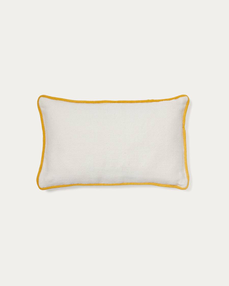 Capa de almofada Catius 100% PET branco com debrum amarelo 50 x 30 cm
