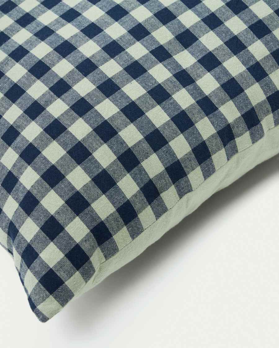 Federa per cuscino Yanil 100% cotone a quadrati verdi e blu 45 x 45 cm