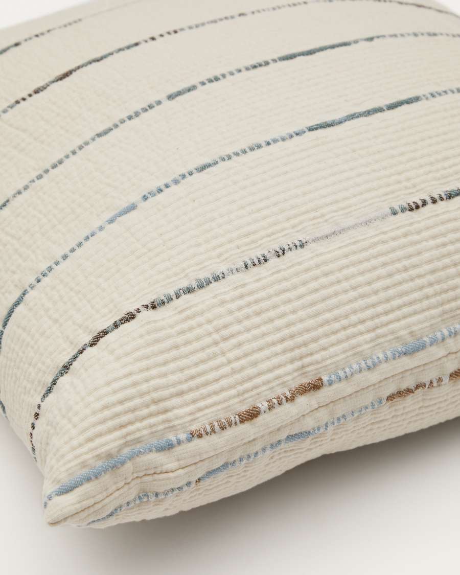 Satisa set of 2 ecru cotton cushion covers with stripes 50 x 50 cm