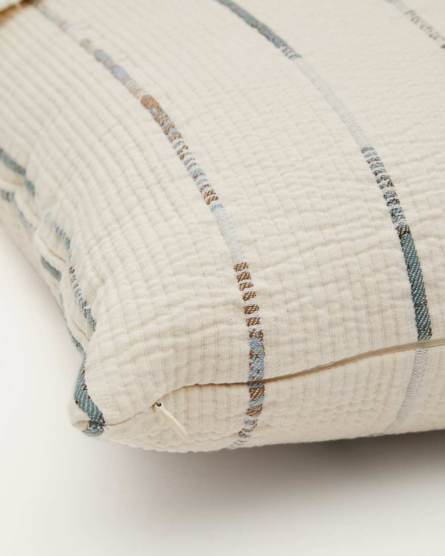 Satisa set of 2 ecru cotton cushion covers with stripes 50 x 50 cm