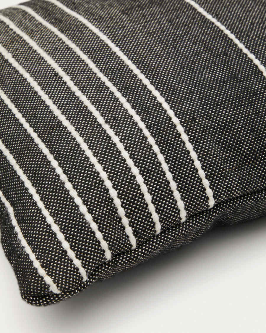 Housse de coussin Polp 100% PET noir à rayures 45 x 45 cm