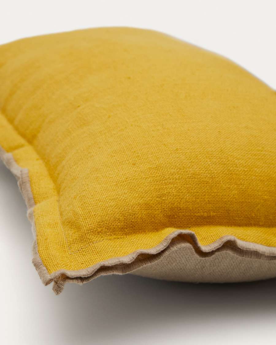 Sagi beige and mustard linen cushion Cover 30 x 50 cm