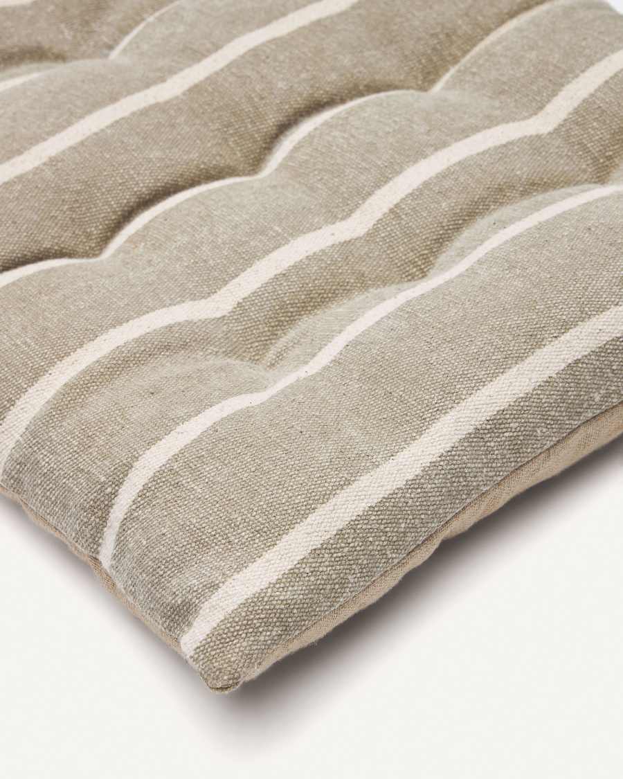 Margarida 100% beige cotton bench cushion with mustard stripe pattern, 40 x 120 cm