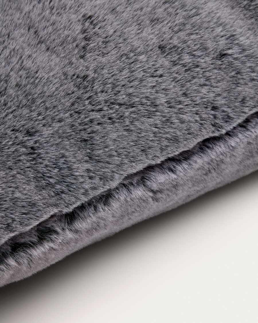 Stork cushion with dark grey fur 40 x 60 cm