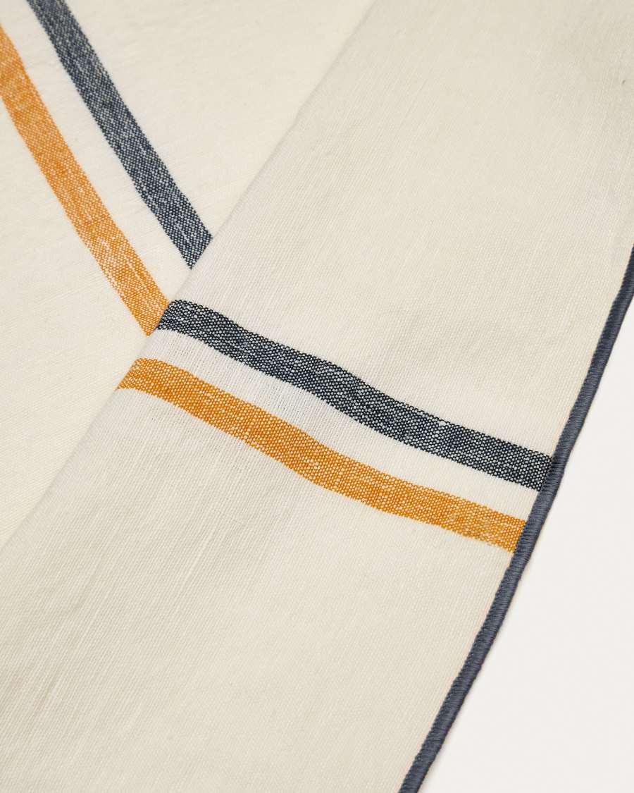 Lot Vallcanera de 2 sets de table en coton et lin avec rayures jaunes et bleues 35 x 50 cm