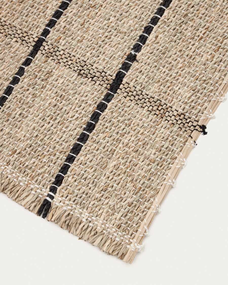 Uya table runner with natural fibres and natural and black finish 50 x 150 cm