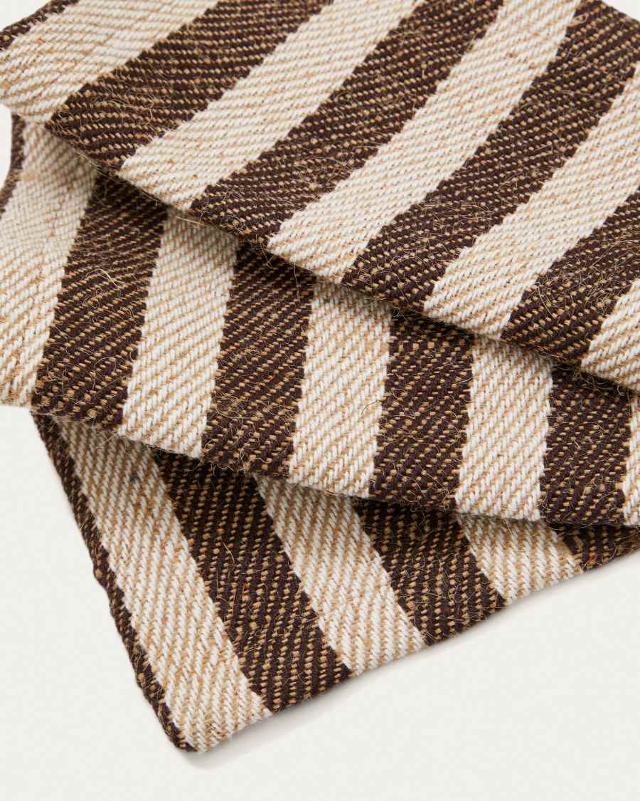 Set Selvana 2 tovaglie individuali in cotone a righe beige e marrone