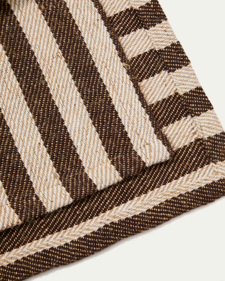 Set Selvana 2 tovaglie individuali in cotone a righe beige e marrone