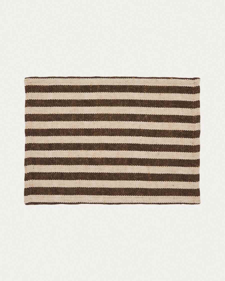 Set Selvana 2 tovaglie individuali in cotone a righe beige e marrone