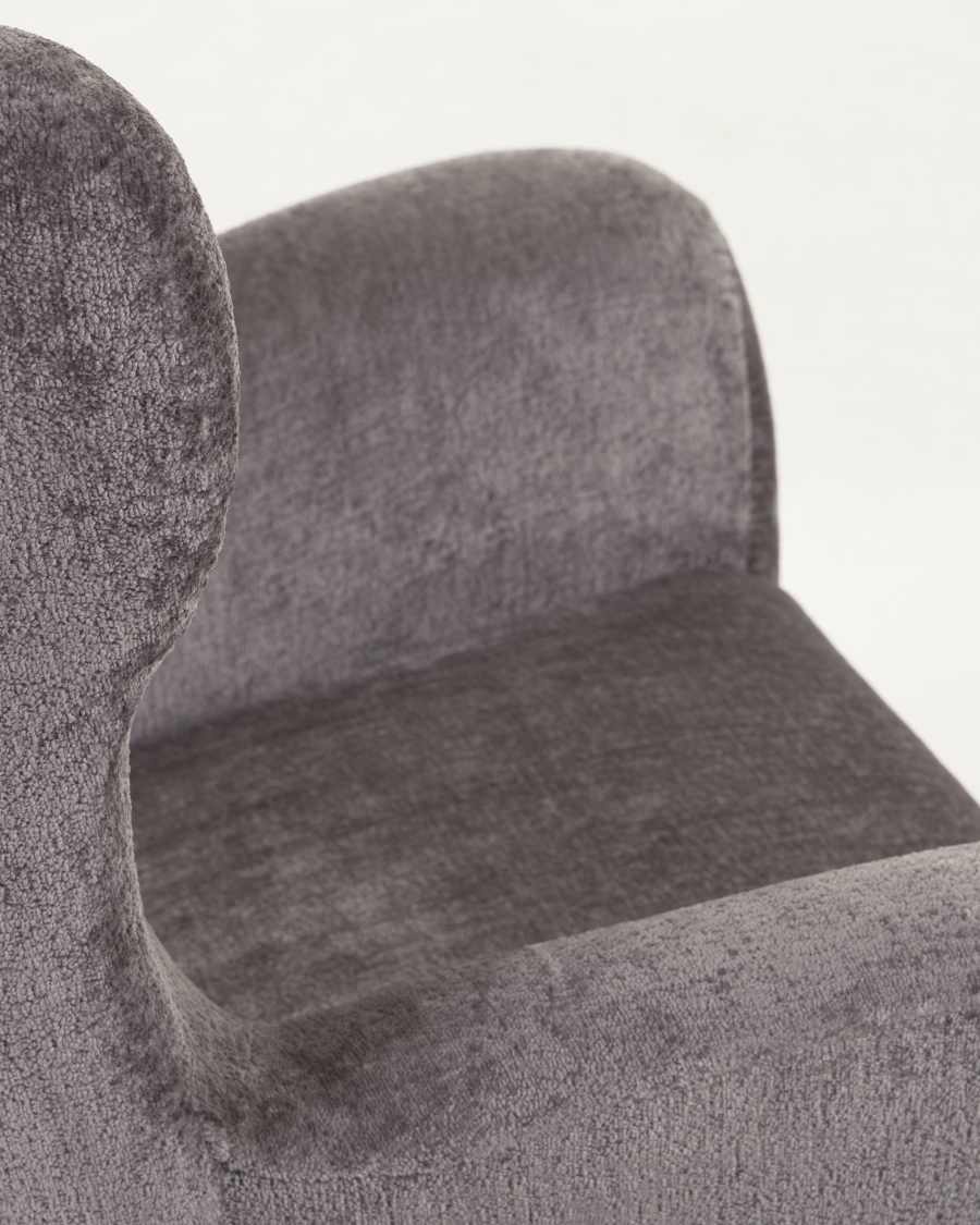 Patio armchair in grey with solid, natural rubberwood legs in black