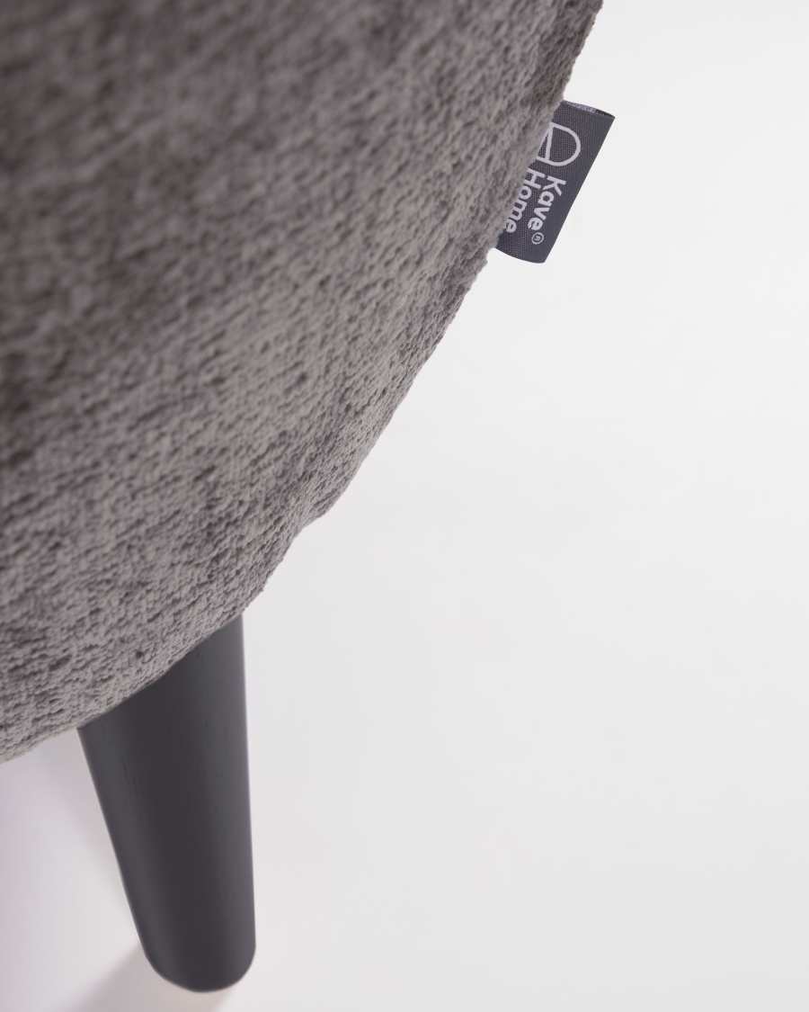 Patio armchair in grey with solid, natural rubberwood legs in black