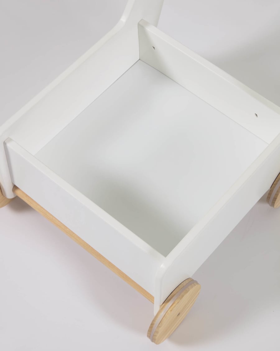 Chariot Carmelita en pin naturel et MDF blanc FSC MIX Credit
