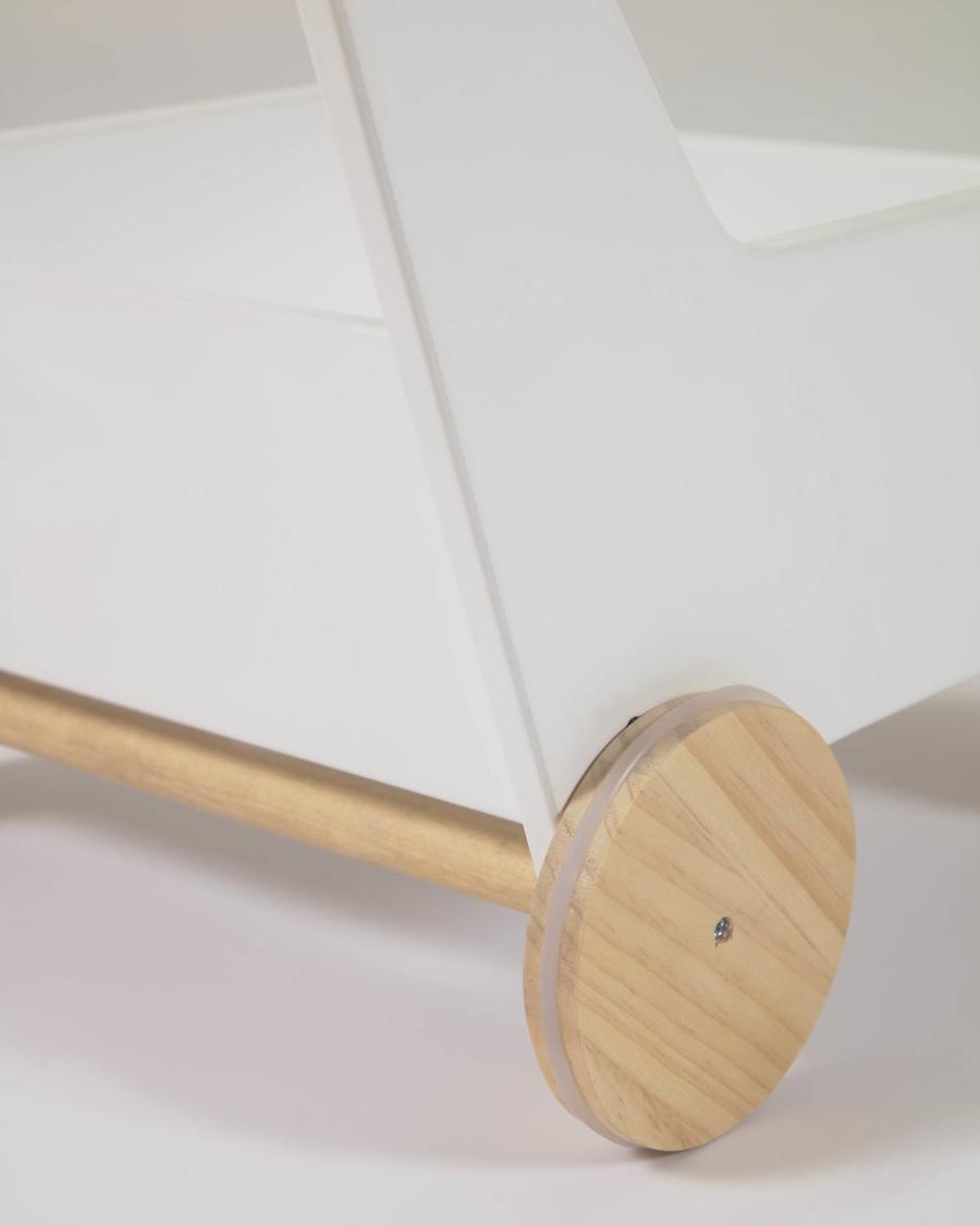 Chariot Carmelita en pin naturel et MDF blanc FSC MIX Credit