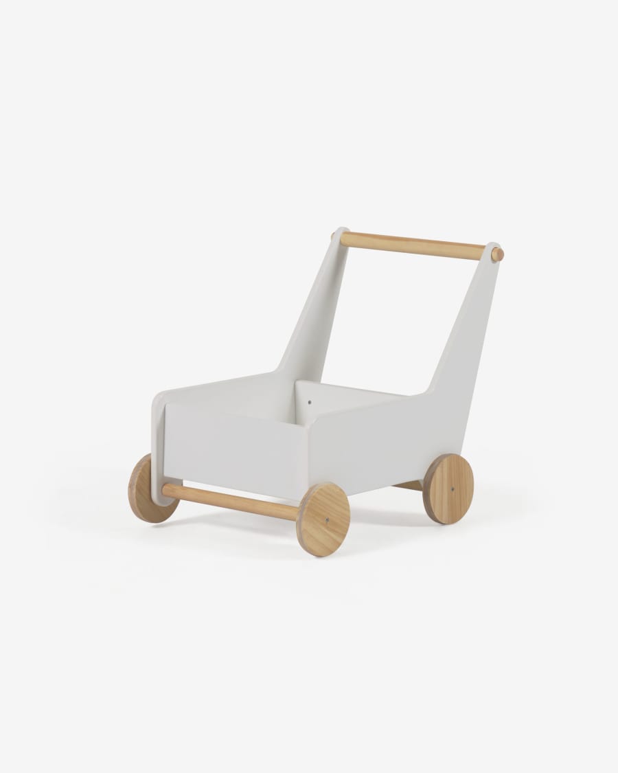 Chariot Carmelita en pin naturel et MDF blanc FSC MIX Credit