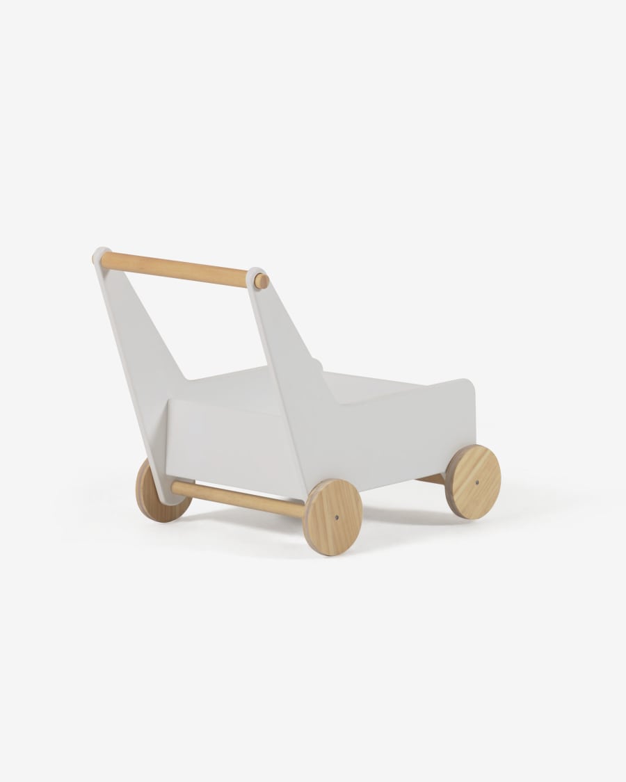 Chariot Carmelita en pin naturel et MDF blanc FSC MIX Credit