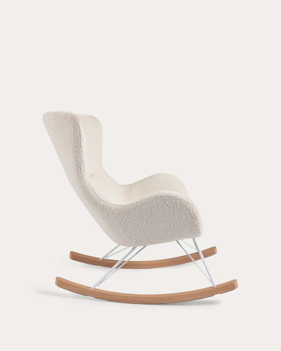 Vania rocking chair in white bouclé