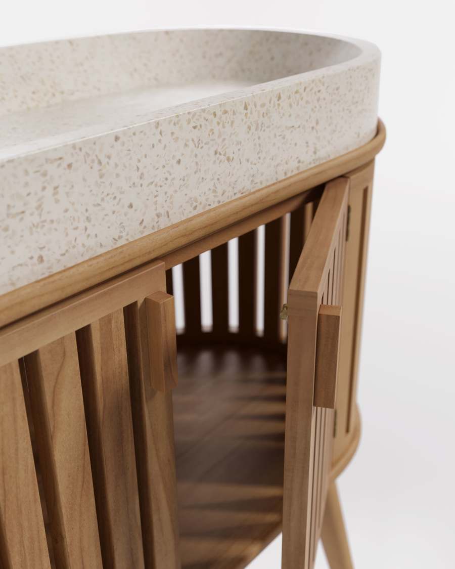 Rokia massief teakhouten badkamermeubel met opzetwastafel 90 x 80 cm