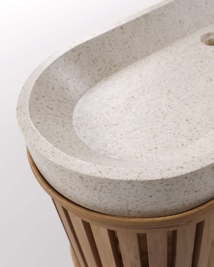 Rokia massief teakhouten badkamermeubel met opzetwastafel 90 x 80 cm