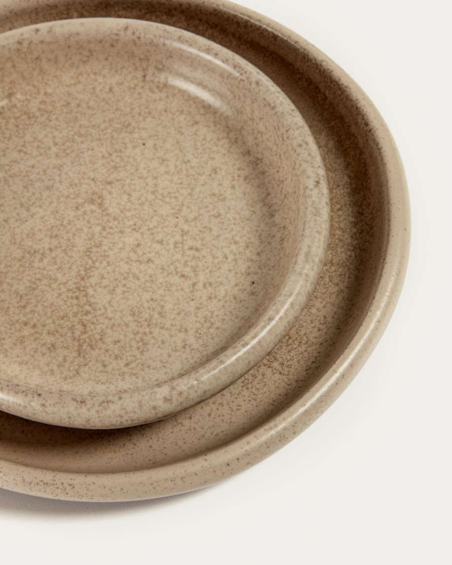 Tersilia dessert plate in brown ceramic