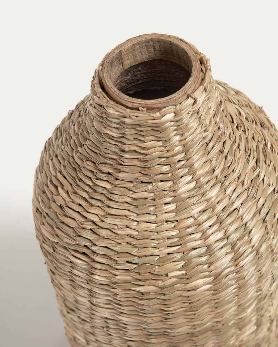 Umma small bamboo vase, with natural fibres and a natural finish