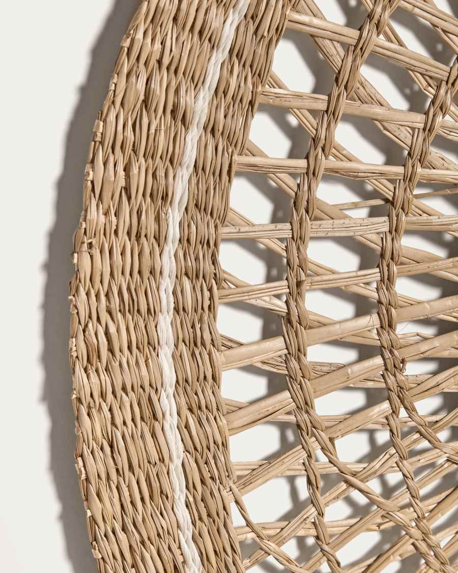 Verenade Spiegel aus Naturfasern mit natürlichem und weißem Finish Ø 60 cm