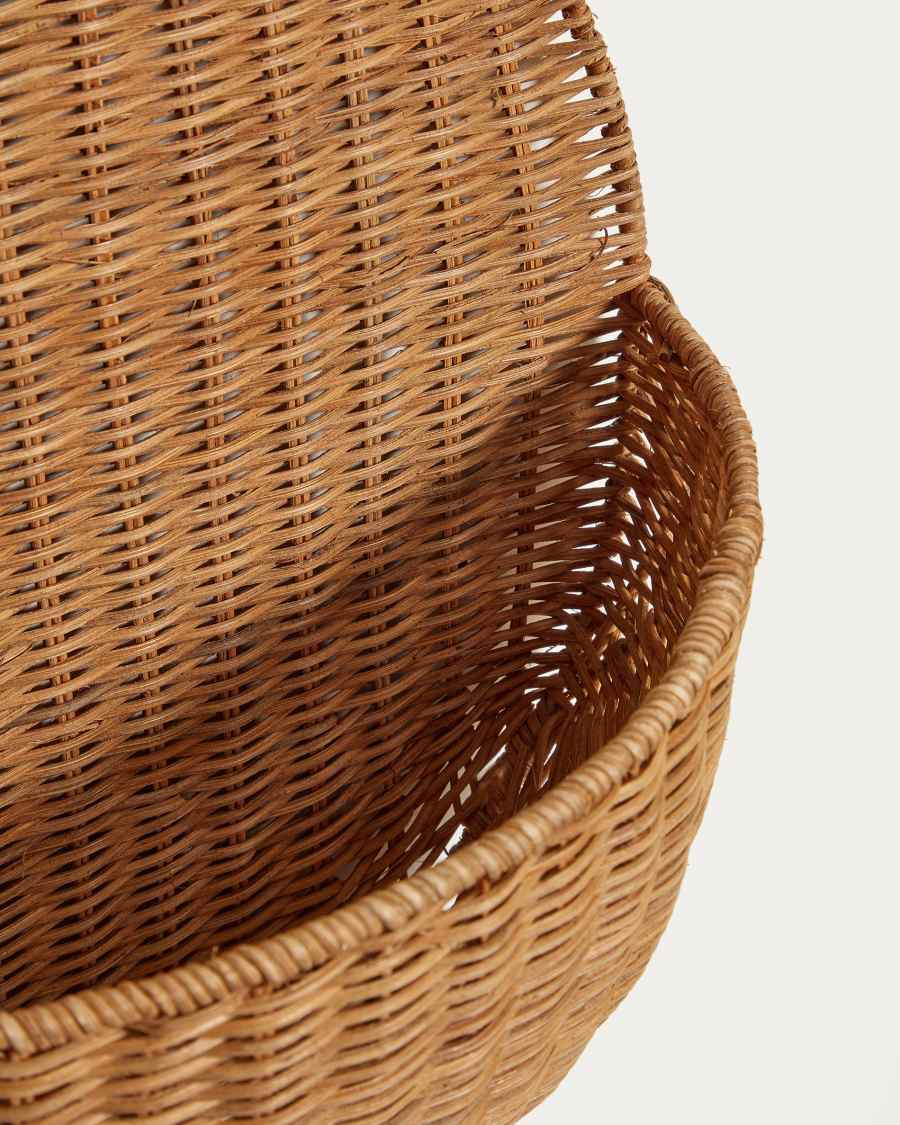 Waira ratan hanging wall basket with a natural finish