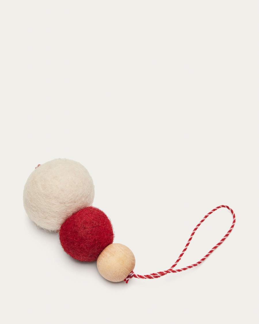 Dempsey set van 2 hangende kerstballen van rood vilt