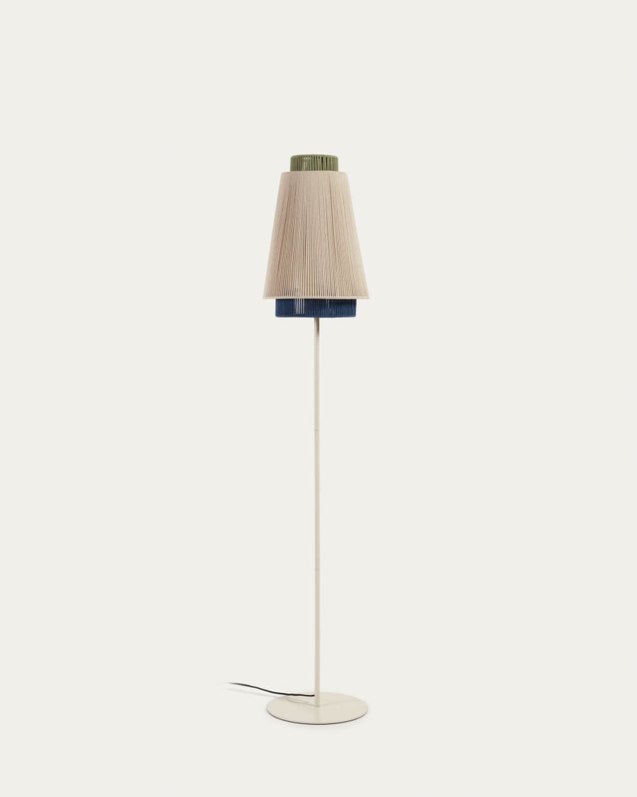 Yuvia cotton floor lamp with a beige and blue finish UK adaptador