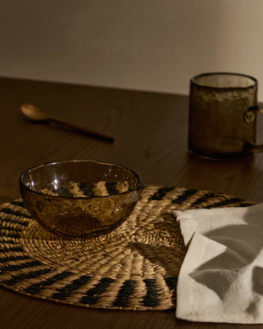 Ensemble Arta de 2 sets de table en fibres naturelles, finition naturelle et noire Ø35 cm