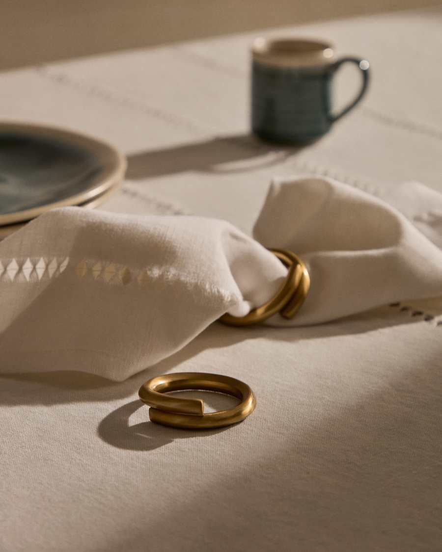 Sati set of two gold-finished stainless steel napkin rings