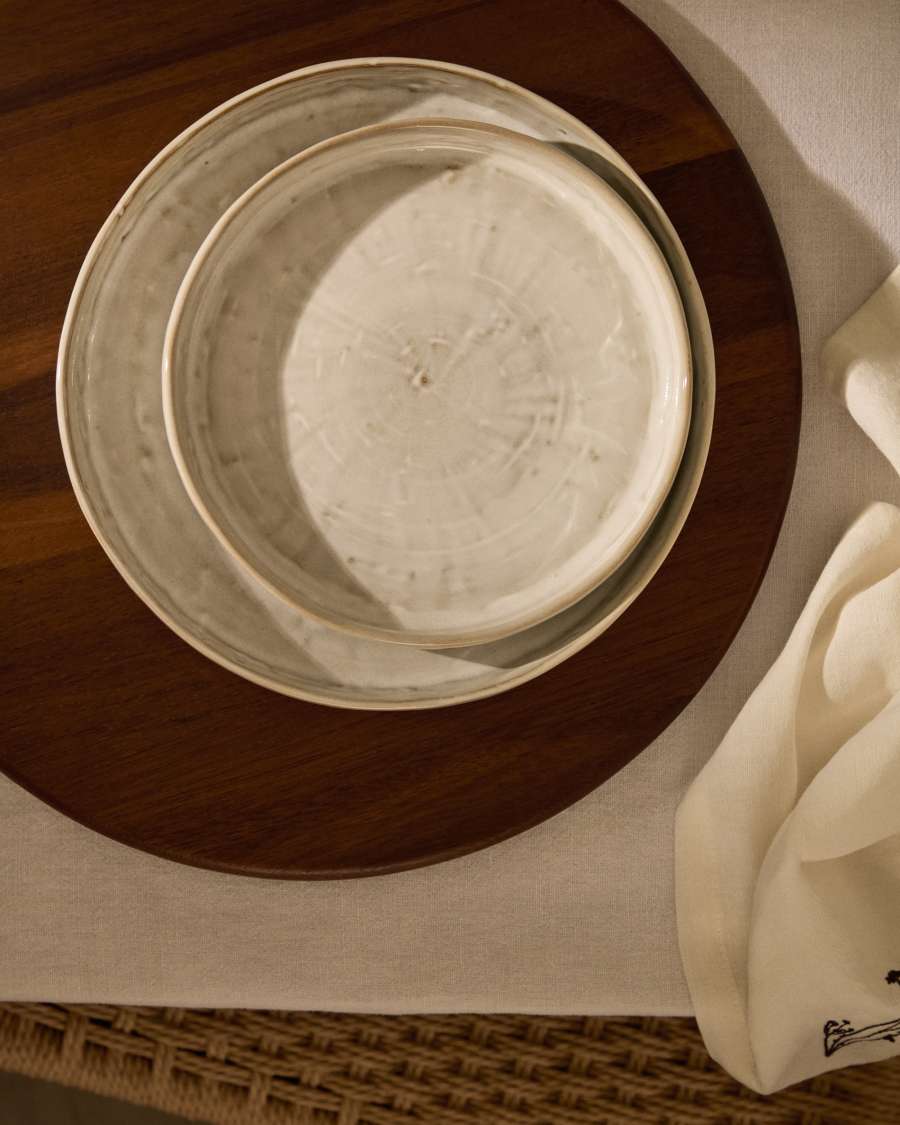 Flacher Teller Serni Keramik in Weiß