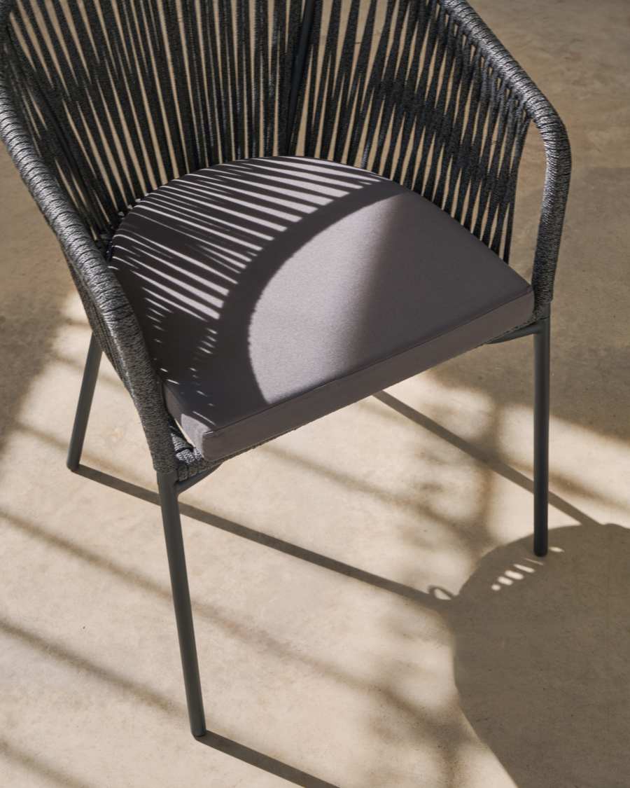 Yanet black rope chair with galvanised steel legs