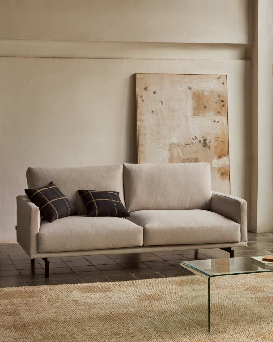Galene 3 seater sofa in beige, 214 cm FSC Mix Credit