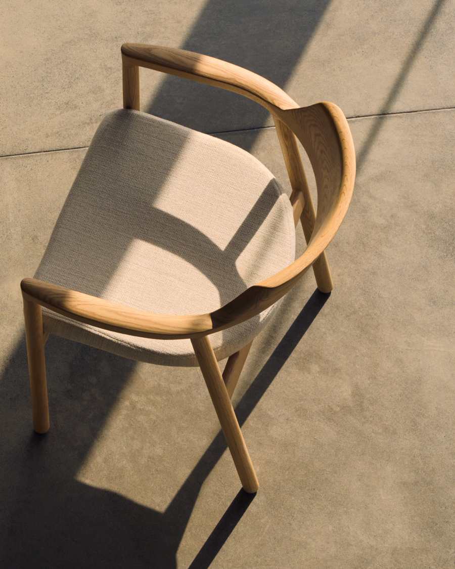 Sedia Alocs sfoderabile ciniglia beige legno massiccio di rovere naturale FSC Mix Credit