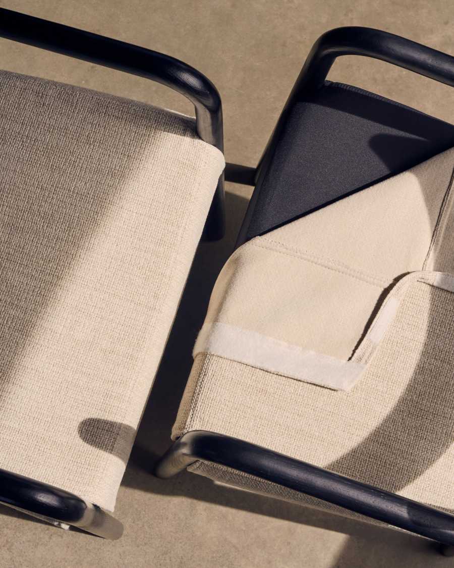 Falconera chair with a removable cover in solid oak wood with black finish FSC Mix Credit