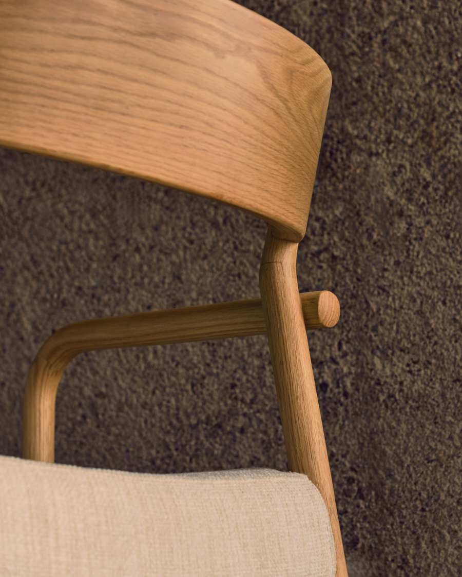 Falconera chair with a removable cover in solid oak wood with natural finish FSC Mix Credit
