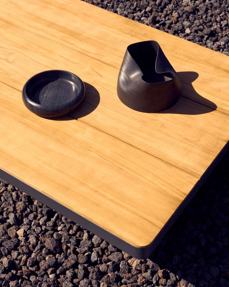 Set Tosqueta canapé d’angle 5 places et table en aluminium et bois de teck certifié FSC 100 %