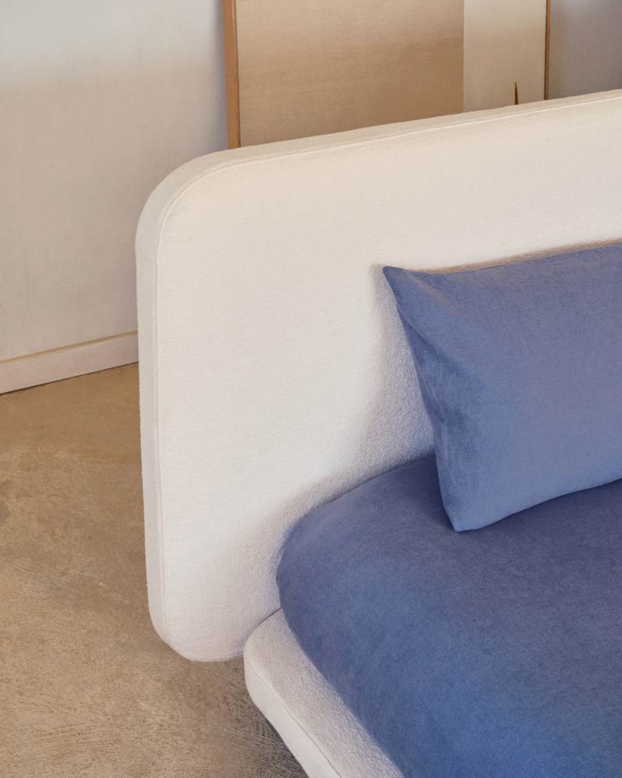 Cover for Odum bed in beige micro bouclé for a 180 x 200 cm mattress